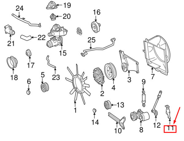 NEW MERCEDES-BENZ S W140 BELT TIGHTENER BRACKET A1032021440 ORIGINAL - Image 3