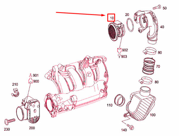 NEW MERCEDES-BENZ C W203 MASS AIR FLOW SENSOR A2710940248 ORIGINAL - Image 3