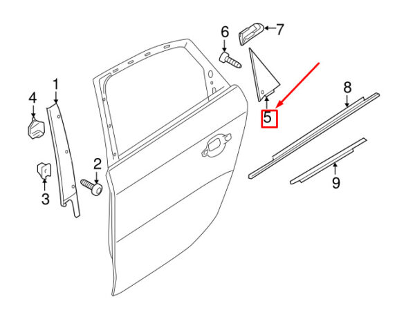 NEW AUDI A4 AVANT B8 REAR LEFT WINDOW CORNER TRIM 8K5853273P9B9 ORIGINAL - Image 3