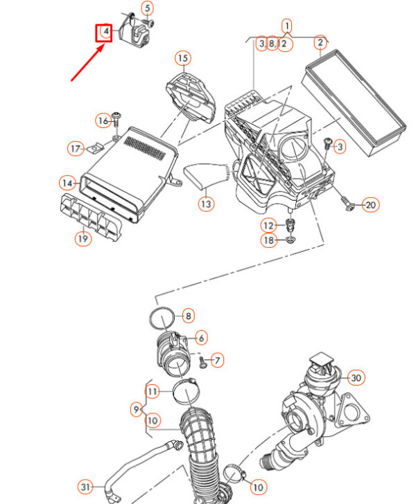NEW AUDI A4 B8 AIR CLEANER FILTER ADAPTER 8K0133426A ORIGINAL - Image 3