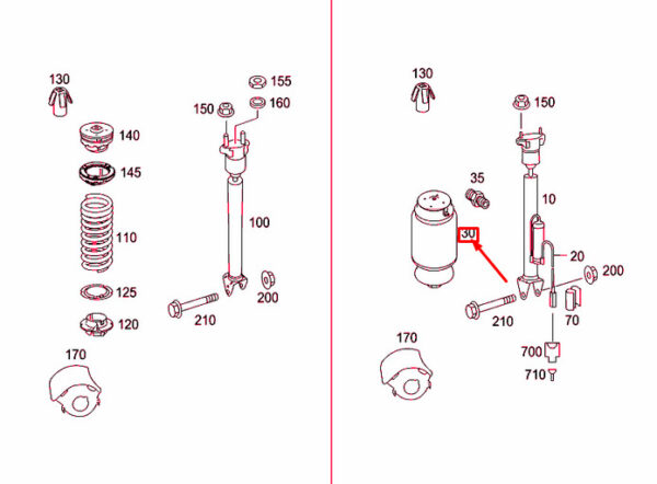 NEW MERCEDES-BENZ ML W164 REAR PNEUMATIC SPRING A1663200325 ORIGINAL - Image 3