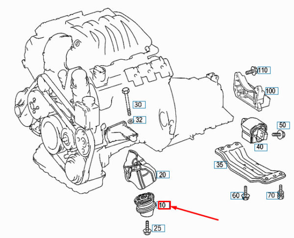 NEW MERCEDES-BENZ C W202 FRONT ENGINE MOUNT A2032401217 ORIGINAL - Image 3