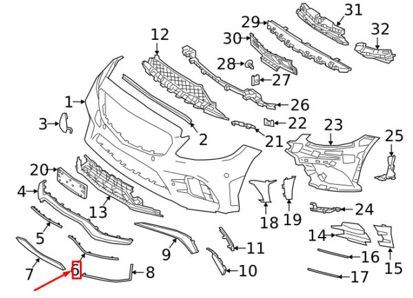 NEW MERCEDES-BENZ C W205 AMG FRONT BUMPER RIGHT SIDE MOLDING A2058859302 - Image 3
