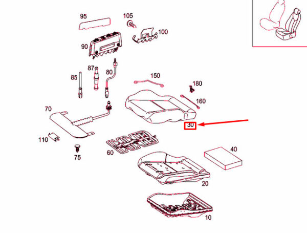 NEW MERCEDES-BENZ C W204 FRONT LEFT SEAT CUSHION COVER A20491091469D88 ORIGINAL - Image 3