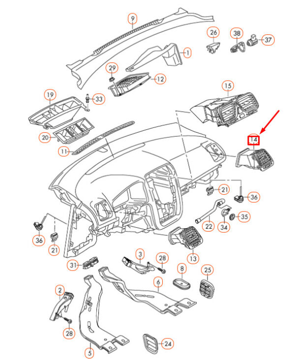 NEW VOLKSWAGEN EOS DASHBOARD RIGHT AIR VENT 1Q0819704KYHX - Image 5