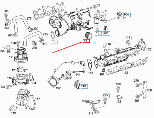 NEW MB ML W164 INTAKE CONNECTION WITH SEALING RING A6420980037 - Image 5