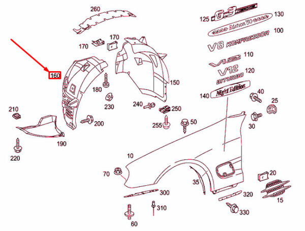 NEW MERCEDES-BENZ SL R230 FRONT LEFT WHEELHOUSE COVER A2306902530 ORIGINAL - Image 3