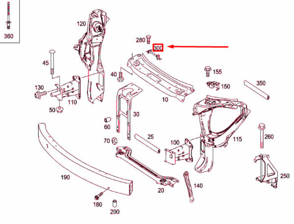 NEW MERCEDES-BENZ ML W164 ENGINE HOOD CATCH RETAINING STRAP A2038800064 ORIGINAL - Image 3