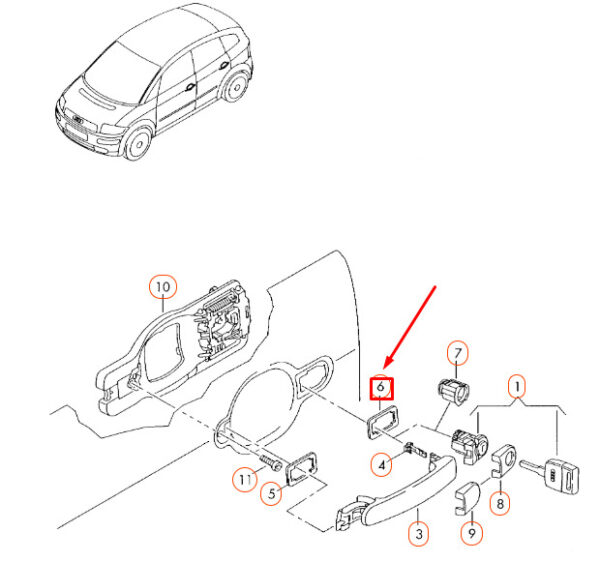 NEW AUDI A2 8Z FRONT EXTERIOR DOOR HANDLE REAR UNDERLAY 3B08372119B9 ORIGINAL - Image 3