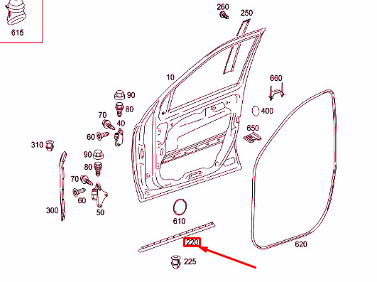 NEW MERCEDES-BENZ ML W164 FRONT RIGHT DOOR COVER STRIP A1646904862 ORIGINAL 3 NEW MERCEDES-BENZ ML W164 FRONT RIGHT DOOR COVER STRIP A1646904862 ORIGINAL - Image 3