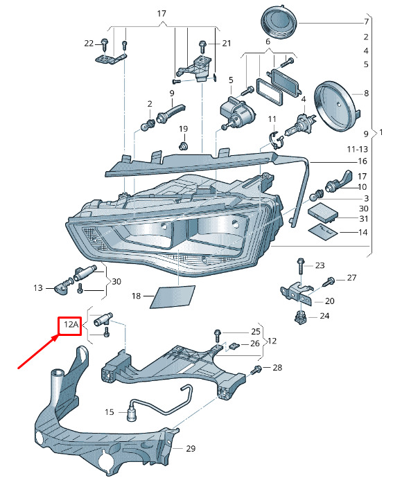 NEW AUDI A5 8T HEADLIGHT COUPLING ELEMENT 8T0941741 ORIGINAL 3 NEW AUDI A5 8T HEADLIGHT COUPLING ELEMENT 8T0941741 ORIGINAL - Image 3