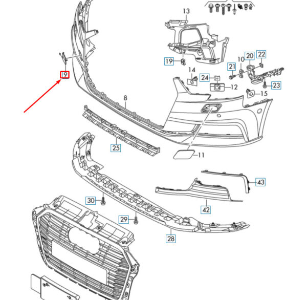NEW AUDI A3 8V FRONT BUMPER TOWING EYE COVER 8V3807241BGRU ORIGINAL - Image 3