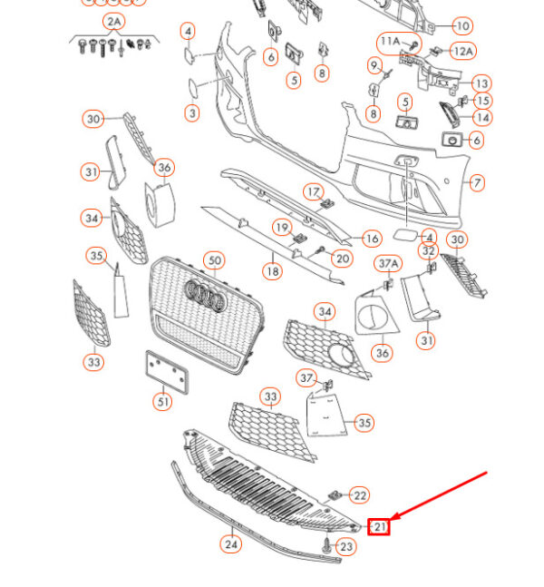 NEW AUDI RS6 C7 FRONT BUMPER LOWER CENTRE CLOSING ELEMENT 4G0807611C ORIGINAL - Image 3