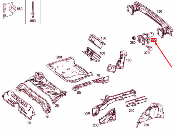 NEW MERCEDES-BENZ A W176 END FLOOR REAR LEFT REINFORCEMENT A2466102925 ORIGINAL - Image 3