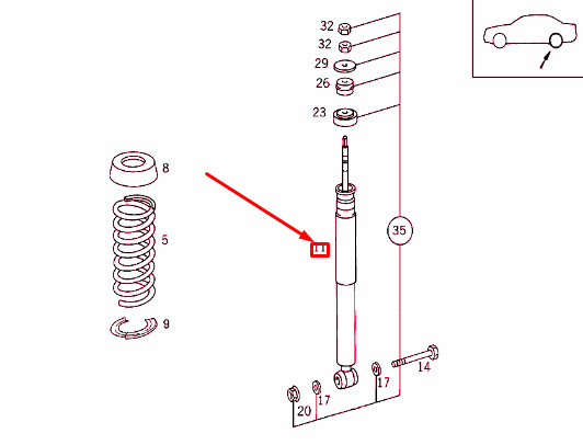 NEW MERCEDES-BENZ CLK C208 REAR SHOCK ABSORBER A2083260400 ORIGINAL 3 NEW MERCEDES-BENZ CLK C208 REAR SHOCK ABSORBER A2083260400 ORIGINAL - Image 3