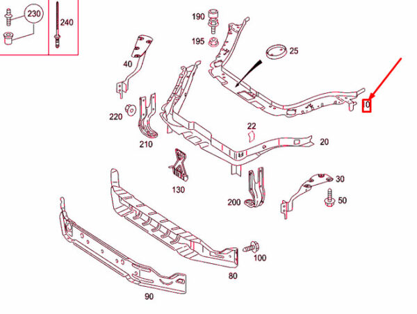 NEW MERCEDES-BENZ SLK R171 FRONT CENTER TOP STIFFENING A1716200472 ORIGINAL - Image 3
