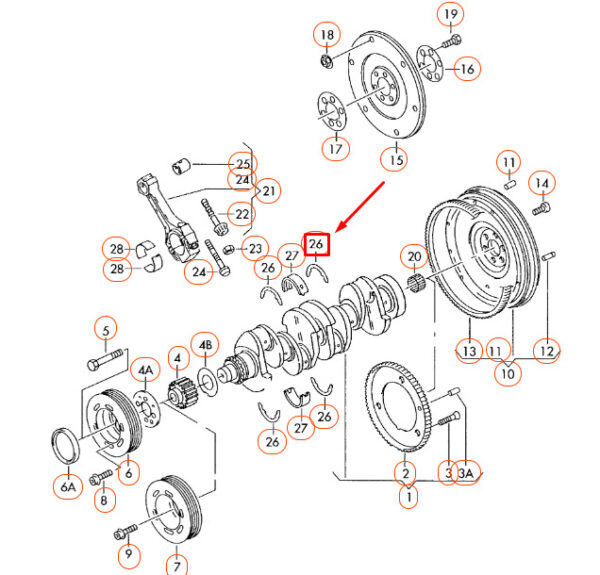 NEW AUDI A1 MK1 ENGINE CRANKSHAFT THRUST WASHER 06A105637A ORIGINAL - Image 3