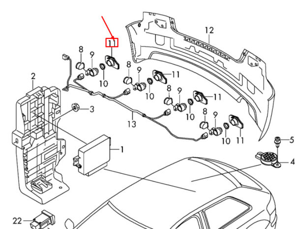 NEW AUDI A3 8P REAR RIGHT PARK SENSOR SUPPORT 8P7919290 ORIGINAL - Image 3