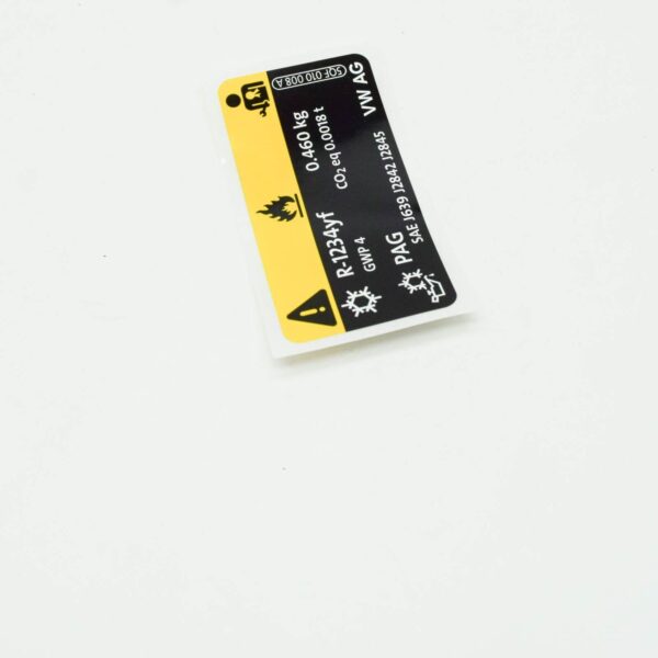 NEW VOLKSWAGEN ARTEON 3H7 REFRIGERANT AC TYPE PLATE LABEL 5QF010008A ORIGINAL - Image 3