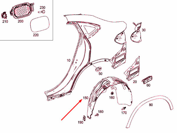 NEW MB GLC COUPE C253 REAR RIGHT WHEEL HOUSING COVER A2536900630 ORIGINAL - Image 3