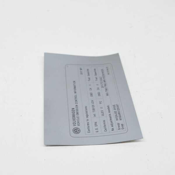 NEW VOLKSWAGEN ENGINE DATA NOTICE LABEL STICKER 06J010005AP ORIGINAL - Image 3