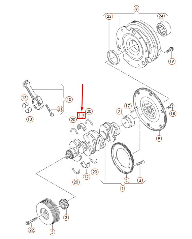 NEW AUDI A4 B8 UPPER CONNECTING ROD BEARING SHELL 06H105561JSWA ORIGINAL 3 NEW AUDI A4 B8 UPPER CONNECTING ROD BEARING SHELL 06H105561JSWA ORIGINAL - Image 3