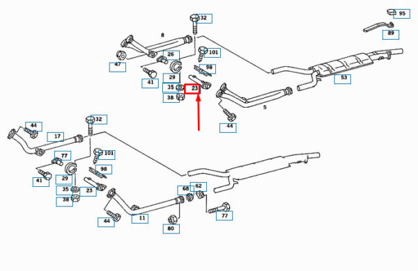 NEW MERCEDES-BENZ SL R107 EXHAUST SYSTEM LEFT CONNECTOR A1074901325 ORIGINAL - Image 3
