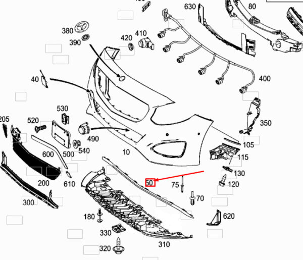 NEW MERCEDES-BENZ B W246 FRONT BUMPER BOTTOM TRIM STRIP A2468852121 ORIGINAL - Image 3