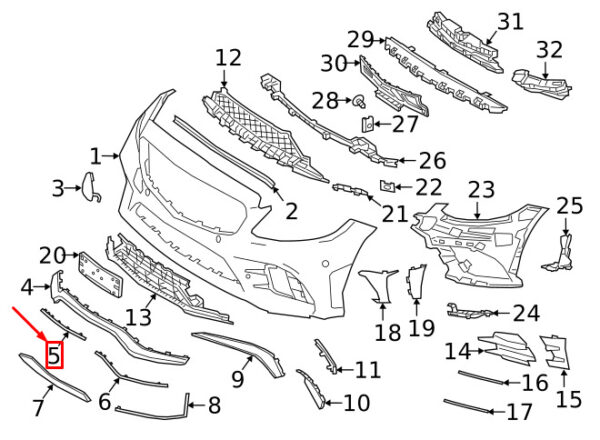 NEW MERCEDES-BENZ C W205 AMG FRONT BUMPER CENTER MOLDING A2058856804 ORIGINAL - Image 3