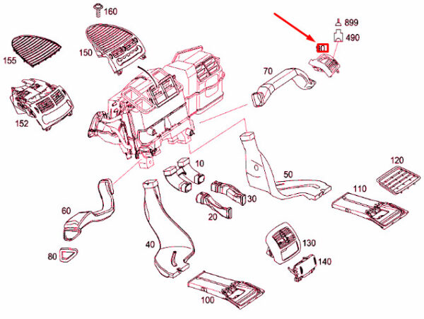 NEW MERCEDES-BENZ E W211 DASHBOARD RIGHT NOZZLE A21183006547371 ORIGINAL - Image 3