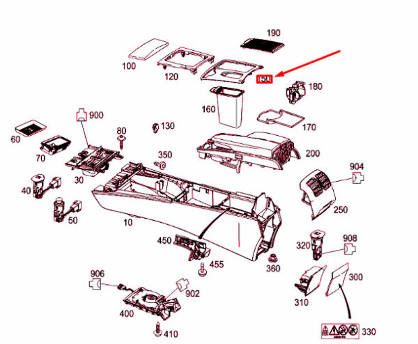 NEW MB C W204 CENTRE CONSOLE STOWAGE TRAY COVER LHD A20468048089H44 ORIGINAL - Image 3