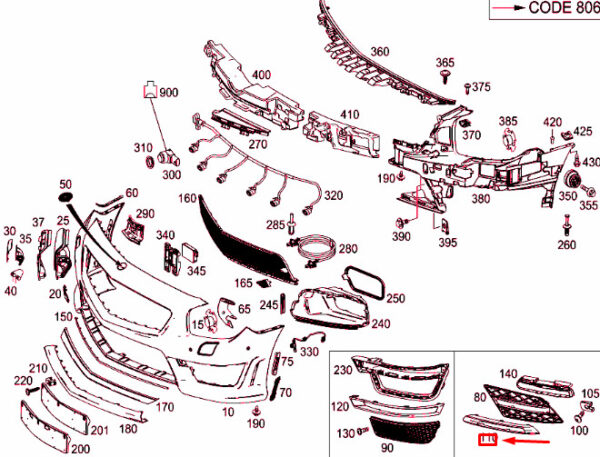 NEW MERCEDES-BENZ SL R231 FRONT BUMPER RIGHT CHROME TRIM A2318850923 ORIGINAL - Image 3