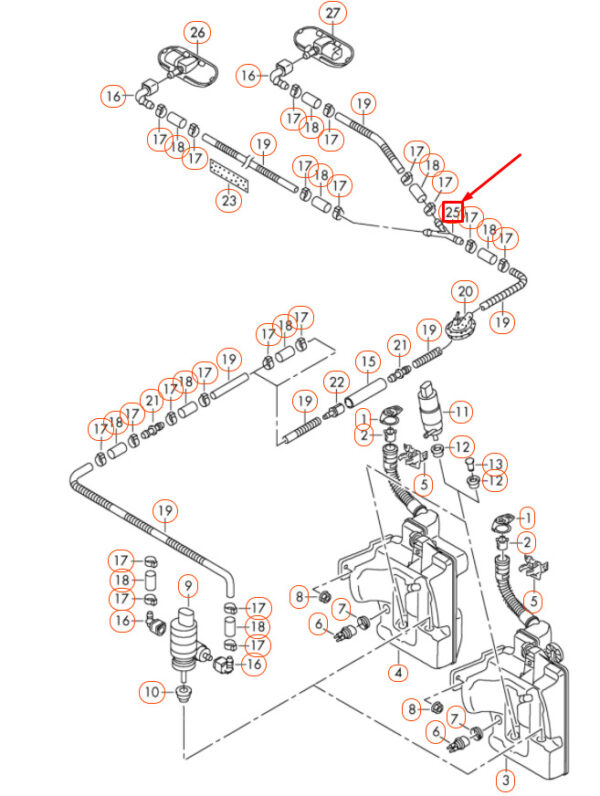 NEW AUDI A1 8X FRONT WINDSCREEN WASHER SYSTEM Y-PIECE 1J0955873D ORIGINAL - Image 3