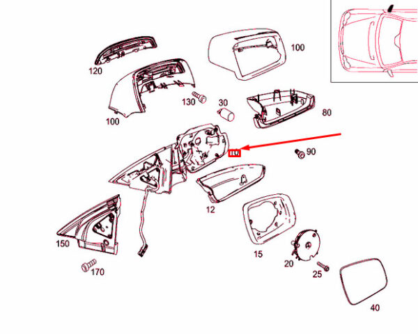 NEW MB C W204 FRONT RIGHT DOOR MIRROR FRAME WITH MOTOR A2048103876 ORIGINAL - Image 3