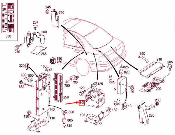 NEW MB E W211 TRUNK TOP LEFT CONTROL MODULE BRACKET A2115457940 ORIGINAL - Image 3