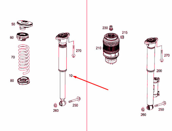 NEW MERCEDES-BENZ C COUPE C205 REAR SHOCK ABSORBER A2053203030 ORIGINAL - Image 3