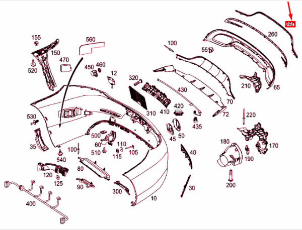 NEW MERCEDES-BENZ C COUPE C205 REAR BUMPER CENTER MOLDING A2058853321 ORIGINAL - Image 3