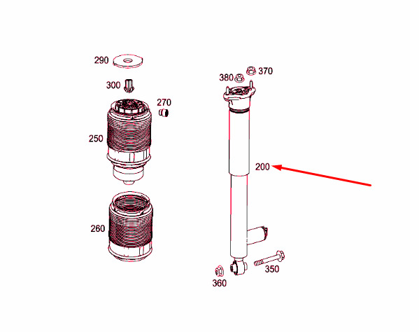 NEW MERCEDES-BENZ CLS C218 REAR SHOCK ABSORBER A2183203030 ORIGINAL 3 NEW MERCEDES-BENZ CLS C218 REAR SHOCK ABSORBER A2183203030 ORIGINAL - Image 3