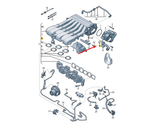 NEW VW TOUAREG 7P MK2 VENT HOSE SEAL 03H133237F ORIGINAL - Image 3