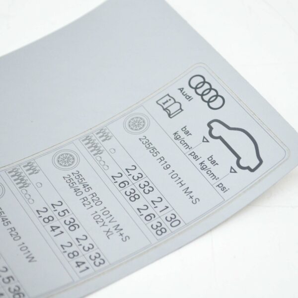 NEW AUDI Q5 FY 80A TYRE PRESSURE DATA PLATE STICKER 80A010502AC ORIGINAL - Image 3
