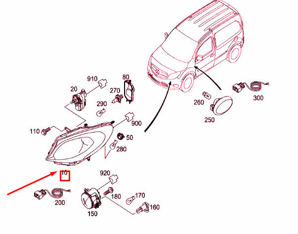 NEW MERCEDES-BENZ CITAN W415 FRONT RIGHT HEADLIGHT LHD A4158202700 ORIGINAL 3 NEW MERCEDES-BENZ CITAN W415 FRONT RIGHT HEADLIGHT LHD A4158202700 ORIGINAL - Image 3