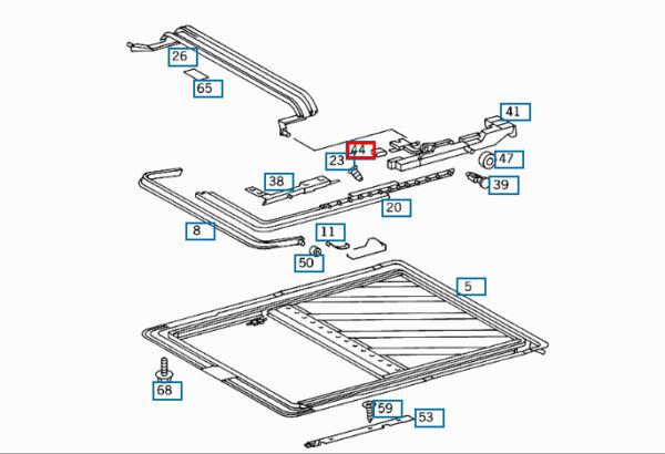 NEW MERCEDES BENZ C W202 SUNROOF LIFTING BOW SLIDING JAW A1267820130 ORIGINAL - Image 3