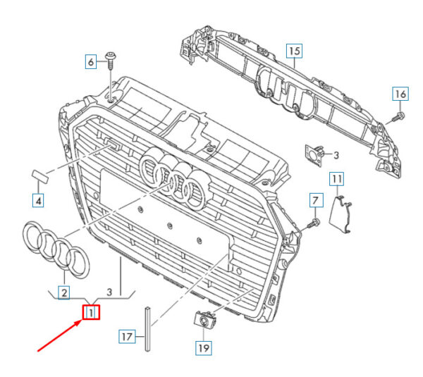 NEW AUDI A3 S3 8V FRONT RADIATOR GRILLE 8V5853651AAFUQ - Image 5