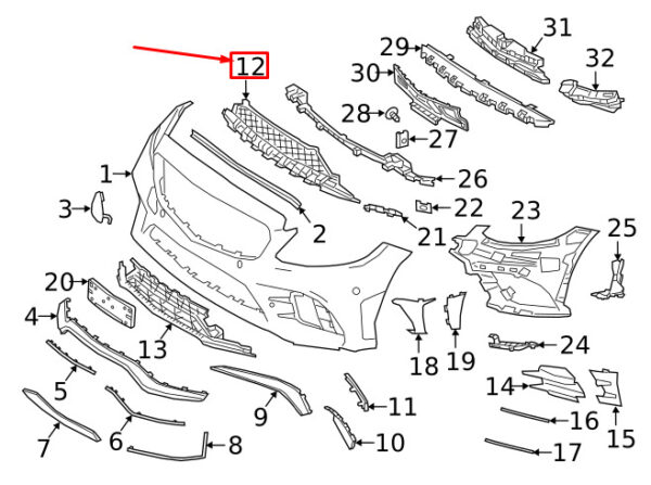NEW MERCEDES-BENZ C W205 FRONT BUMPER LOWER GRILLE A2058856204 ORIGINAL - Image 3