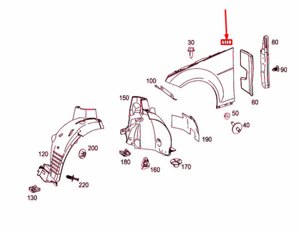 NEW MERCEDES-BENZ C W204 FRONT LEFT FENDER A2048801318 ORIGINAL - Image 3