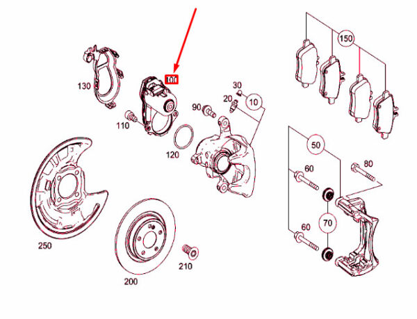 NEW MB CLA COUPE C117 REAR LEFT PARKING BRAKE ACTUATOR A1729060200 ORIGINAL - Image 3