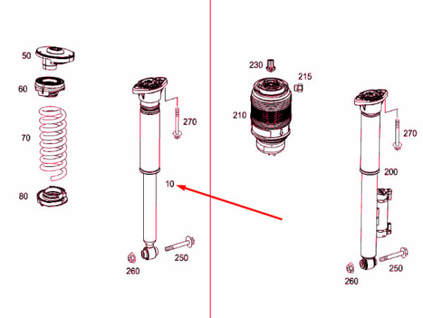 NEW MERCEDES-BENZ C COUPE C205 REAR SHOCK ABSORBER A2053202930 ORIGINAL - Image 3