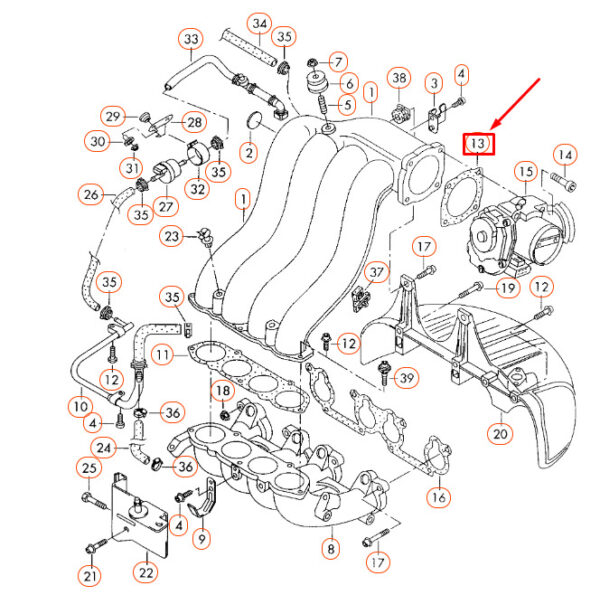 NEW VW BEETLE 9C THROTTLE BODY MOUNT GASKET 06A129748A ORIGINAL - Image 3