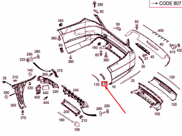 NEW MERCEDES-BENZ S W222 REAR LEFT WHEEL HOUSE COVERING A2226900700 ORIGINAL - Image 3