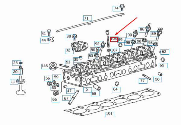 NEW MERCEDES-BENZ SL R129 CYLINDER HEAD BOL A1029900810 ORIGINAL - Image 4